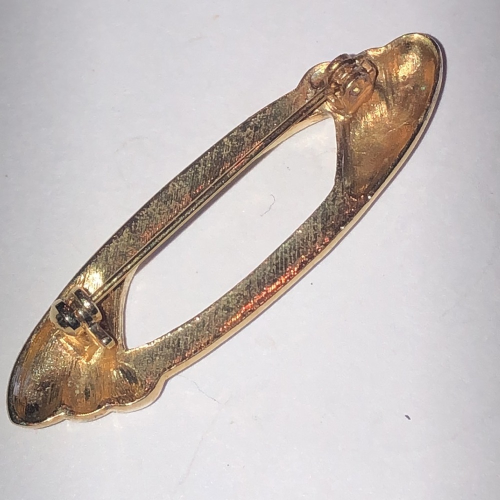 Elegant Vintage Gold Tone CZ Rhinestone Retro Boho Brooch - Picture 4 of 4